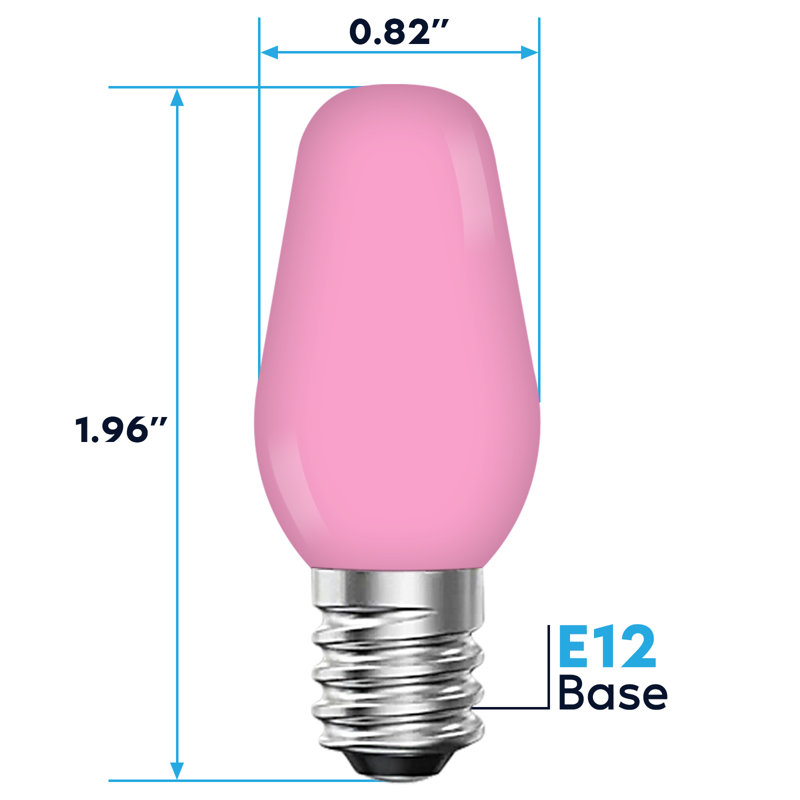 0.5 Watt, C7 LED, Non-Dimmable Light Bulb, Base, Pink