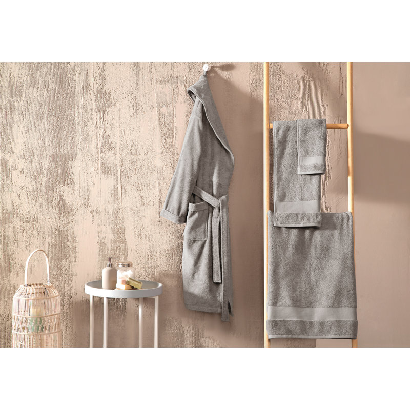 Peignoir mi-mollet en coton avec poches Labarbera, G / TG, Gris
