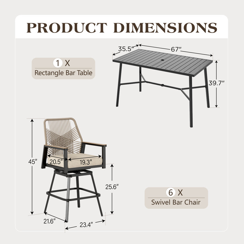 6 - Person Rectangular Outdoor Dining Set With Cushions