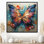 Orange et bleu, papillon métallique - art mural papillon