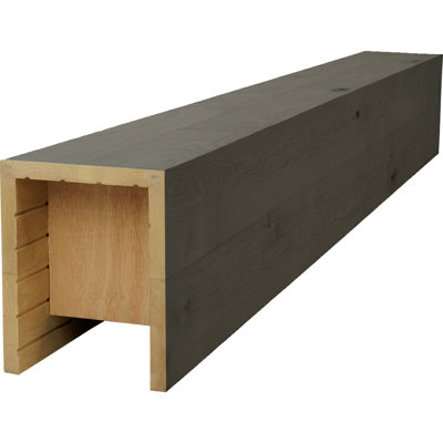 AmeriCraft Wood Smooth Beam, 3-Sided (U-Beam), 5 1/2"W x 7 1/2"H x 192"L, True Black Finish, Stain Grade Knotty Alder