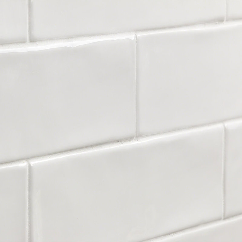 Manchester 3x12 Glossy Ceramic Subway Tile, Bianco White