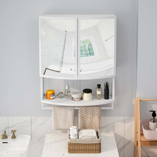 23.62"Modern Arched Glass Double-Door Bathroom Cabinet