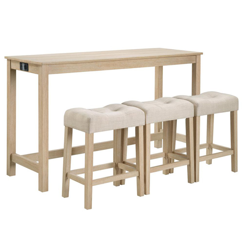4 Piece Bar Table Set (Light Oak)