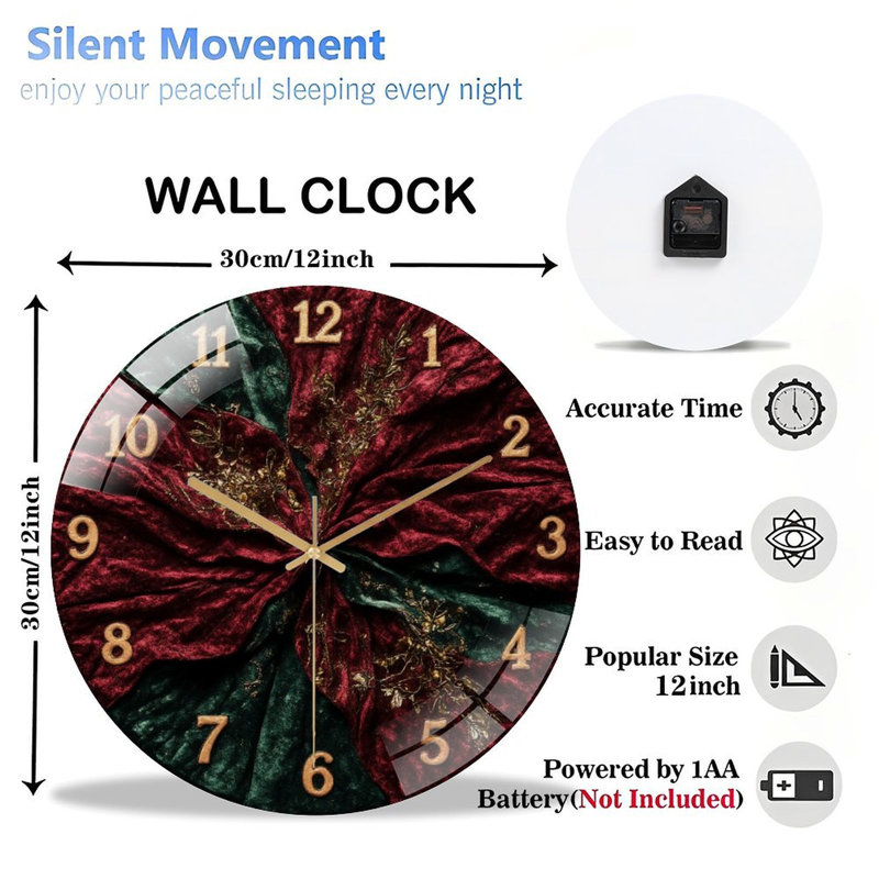 Horloge murale en verre 12 po