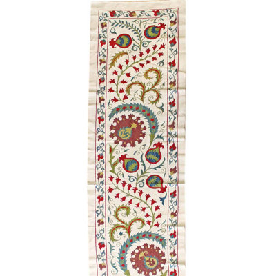 Suzani One-of-a-Kind 1'8" X 6'4" New Age Runner Wool Area Rug in