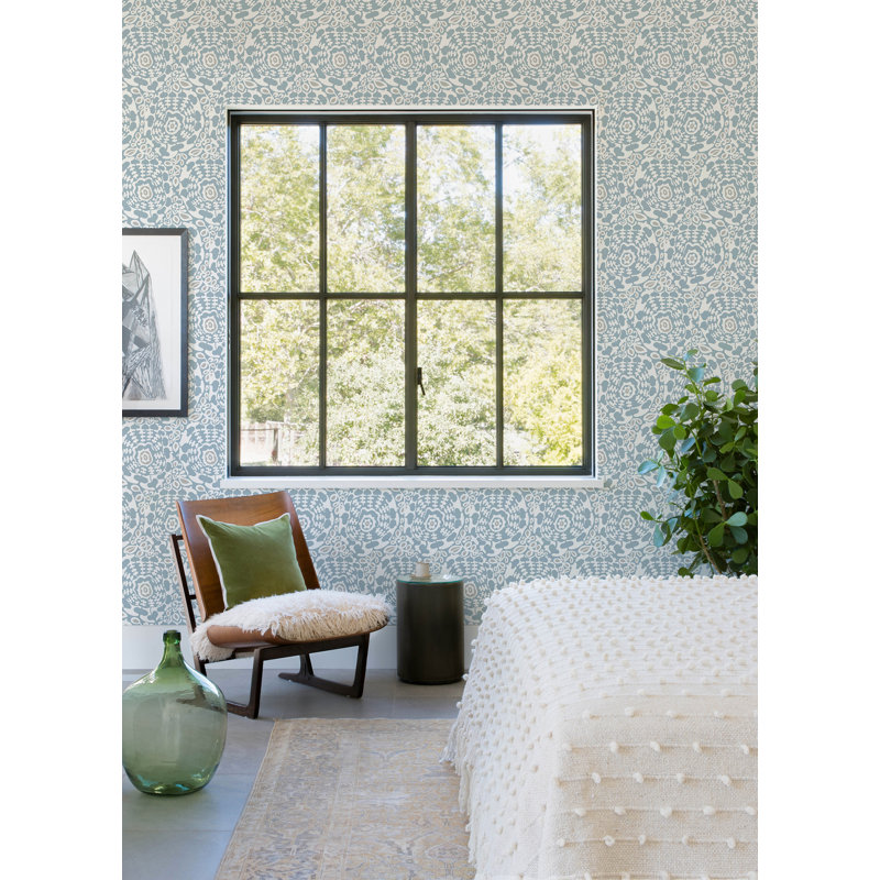 Ayalisse Floral Wallpaper Double Roll, Light Blue