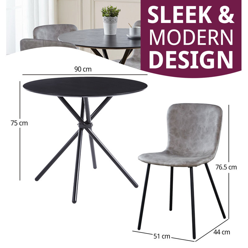 Mose 4 - Person Dining Set, Black