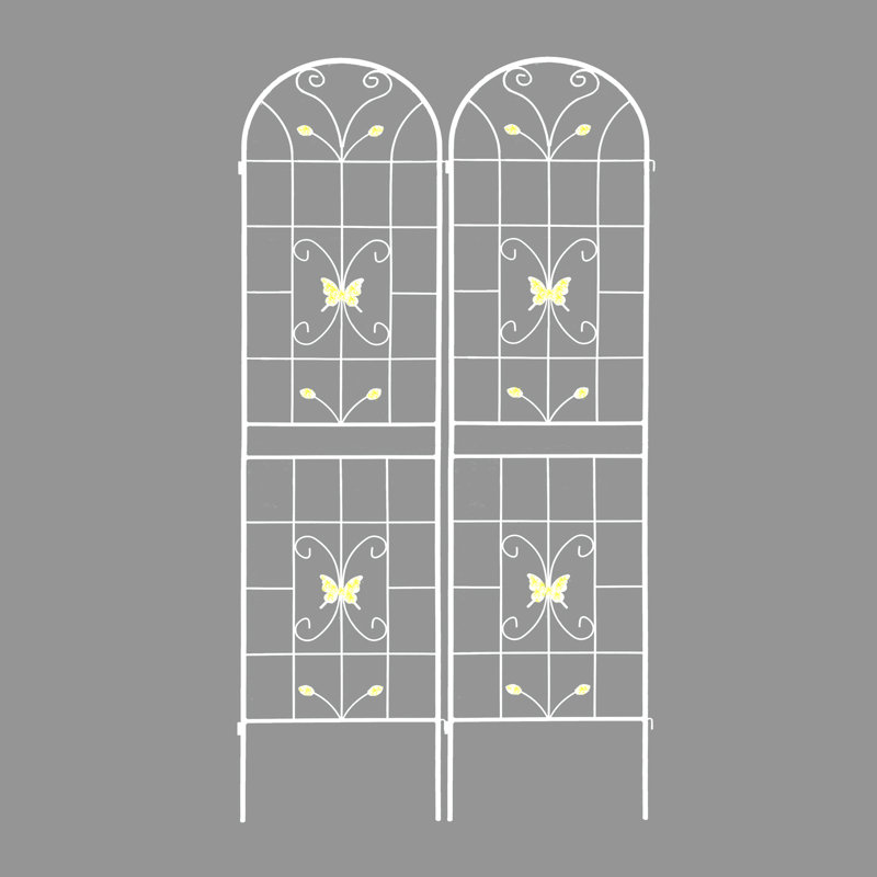 Ensemble de 4 treillis de jardin en métal 86,7 "x 19,7" antirouille pour plantes grimpantes, Blanc, crème