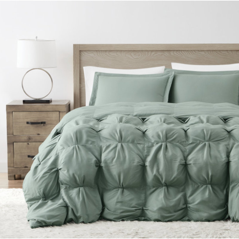 Ensemble d'édredon surdimensionné vraiment moelleux Puffer, 1 édredon de très grande taille et 2 taies déco, Vert