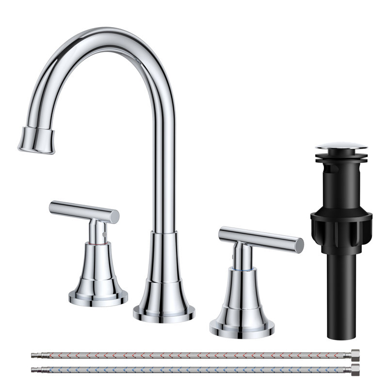 Widespread 2-handle Bathroom Faucet With Drain Assembly, Chrome