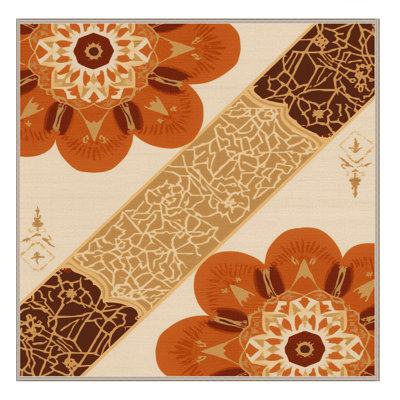 Tapis marocain doux et moelleux d'inspiration mondiale Temaraia Marigold brun - reliure beige