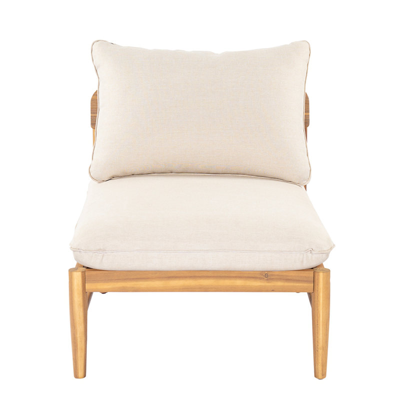 Terassi Outdoor Acacia Wood Sofa, Light Teak Finish with Beige Cushion