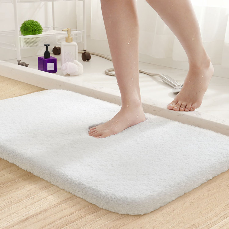 Tapis pour salle de bain Gaenside, L 32 po x l 20 po, Blanc