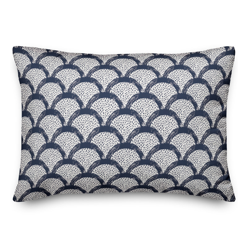 Scallop Outdoor Throw Pillow, Navy