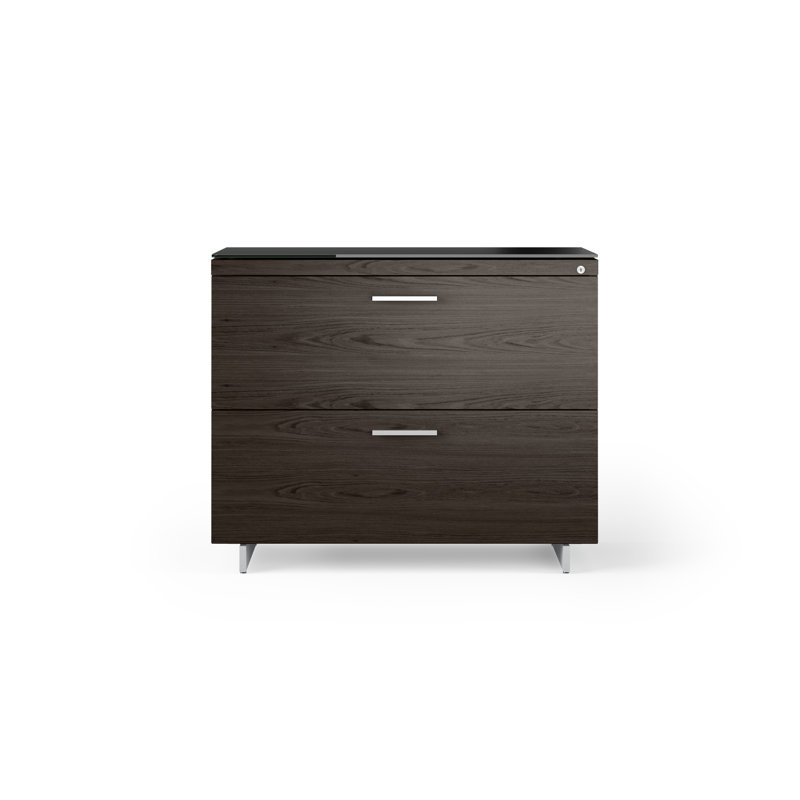 Sequel 20 2 - Drawer File Cabinet, Charcoal Stained Ash/Satin Nickel