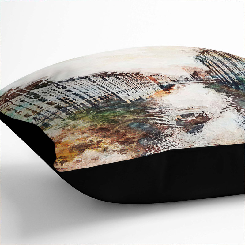 Abstract Square Throw Cushion, 55cm H x 55cm W x 20cm D, Black