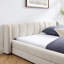 Structure de lit tapissier avec tissu épais, lit plateforme en chenille avec tête de lit et structure solide