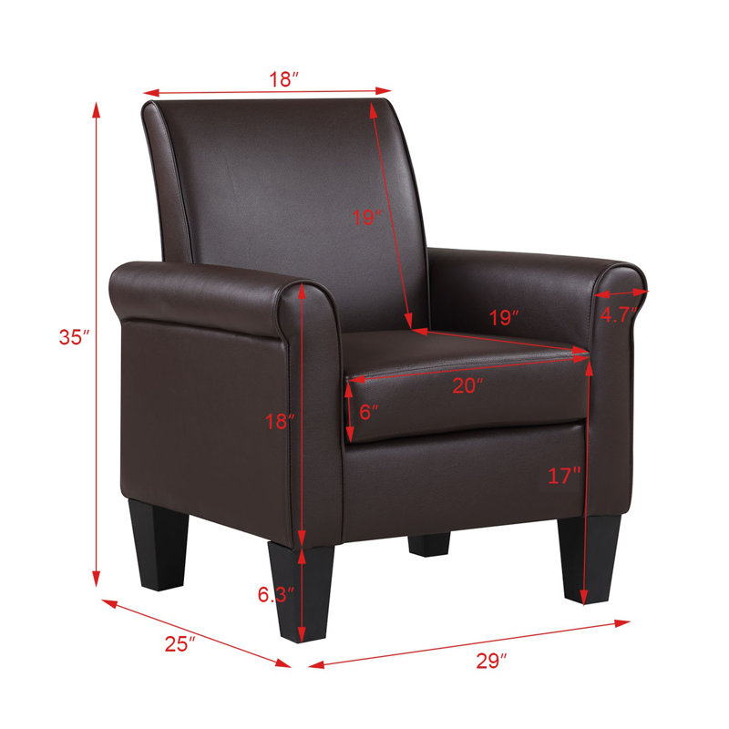 Fauteuil rembourré en similicuir de 29 po Alrun, Similicuir espresso