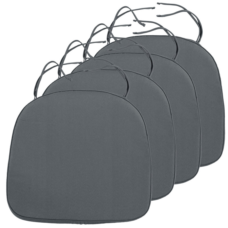 Dining Chair Seat Cushion Ergonomic Memory Foam Seat Pads in Polyester with Ties, Dark Gray, 1