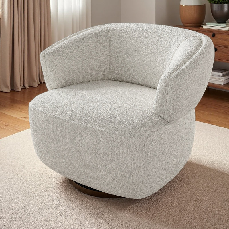 Fauteuil demi-tonneau pivotant, canapé d'appoint entièrement assemblé avec base à 360 degrés, fauteuil de lecture surdimensionné rembourré