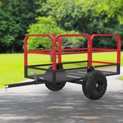 Heavy Duty 17 Cu.Ft. ATV Dump Cart – 1700 lbs Capacity Utility Trailer with Removable Sides – Tow Behind Garden Cart for Tractor, UTV & Lawn Mower, Mesh Style