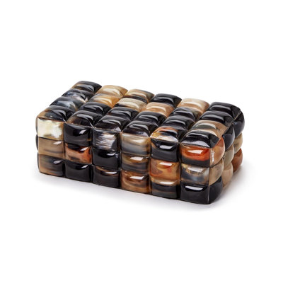 Boîte de rangement en corne naturelle fabriquée à la main avec couvercle amovible - Organisateur décoratif pour bijoux et souvenirs