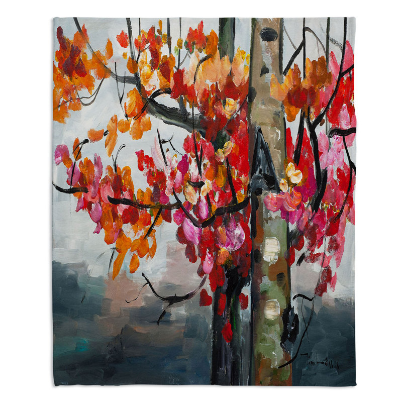 Couverture sherpa doux bouleau arbre 2 couleurs, l 68 po x L 80 po