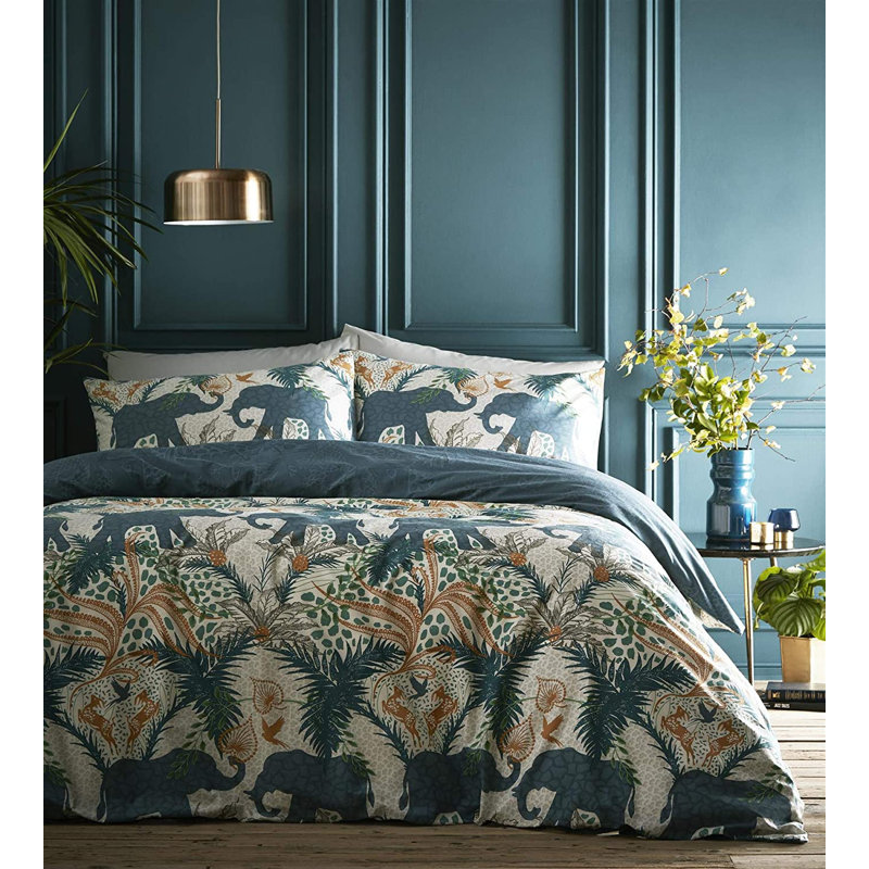 56 TC Reversible Duvet Cover Set, Teal, Super King Duvet Cover + 2 Standard Pillowcases