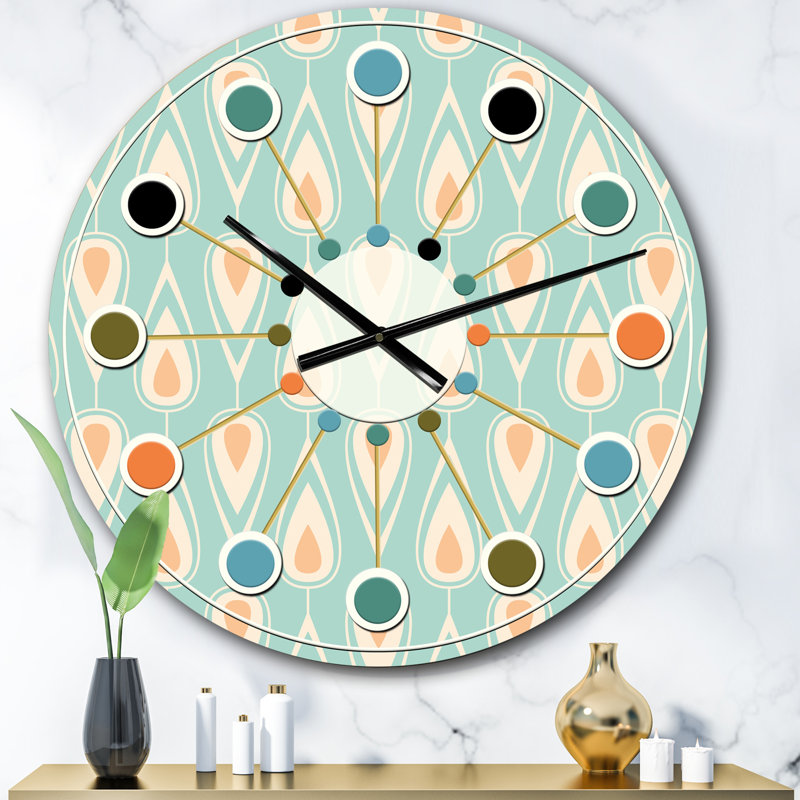 Horloge murale rétro Mid-Century, Surdimensionné