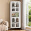 Armoire de coin de 73 po, armoire de rangement en métal avec portes et tablettes réglables, organisateur de coin élégant et peu encombrant pour le vestibule, la salle de bain, la chambre à coucher, la salle à manger, le salon et le bureau