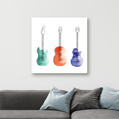 Three guitars - 32"x32" art on canvas