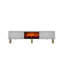 Meuble télé moderne blanc de 59,1 po x 17,6 po x 11,6 po | 100% panneau de particules enduit de mélamine, épaisseur: 0,7 pouce | Conception murale, élégante et élégante pour le salon et les espaces de divertissement, facile à assembler-1985321070-1985321071