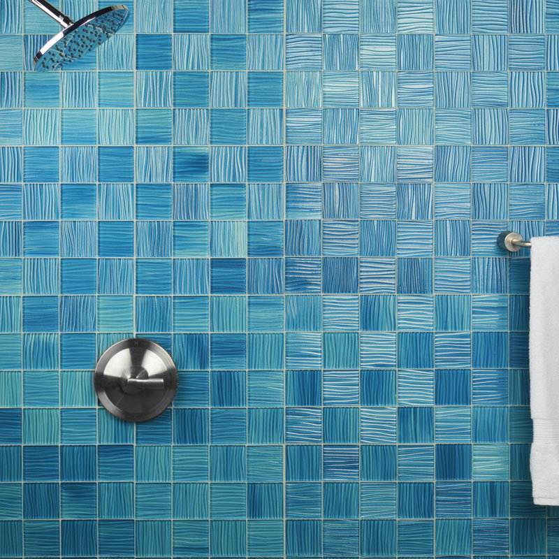 Carreau de mosaïque murale en verre poli 11,81 po x 11,81 po Exuma (0,97 pi2 / chaque), Marine