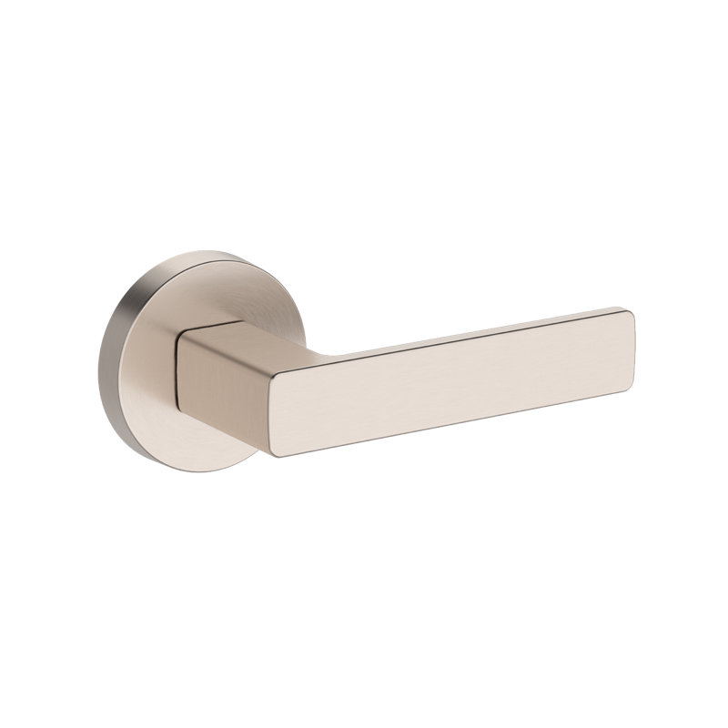 Sharpe Half Dummy Lever with Contemporary Round Rose in Lifetime (PVD) Polished Nickel, Polished Nickel