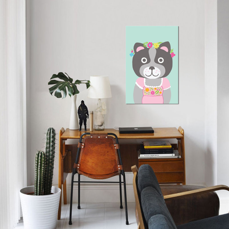 «Fancy Animals III», impression sur toile tendue, H 18 po x l 12 po x P 1,5 po, Toile tendue, Pas de tapis