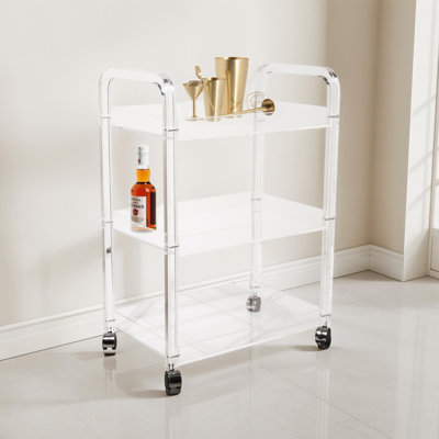 Acrylic 3-Tier Bar Cart on Casters