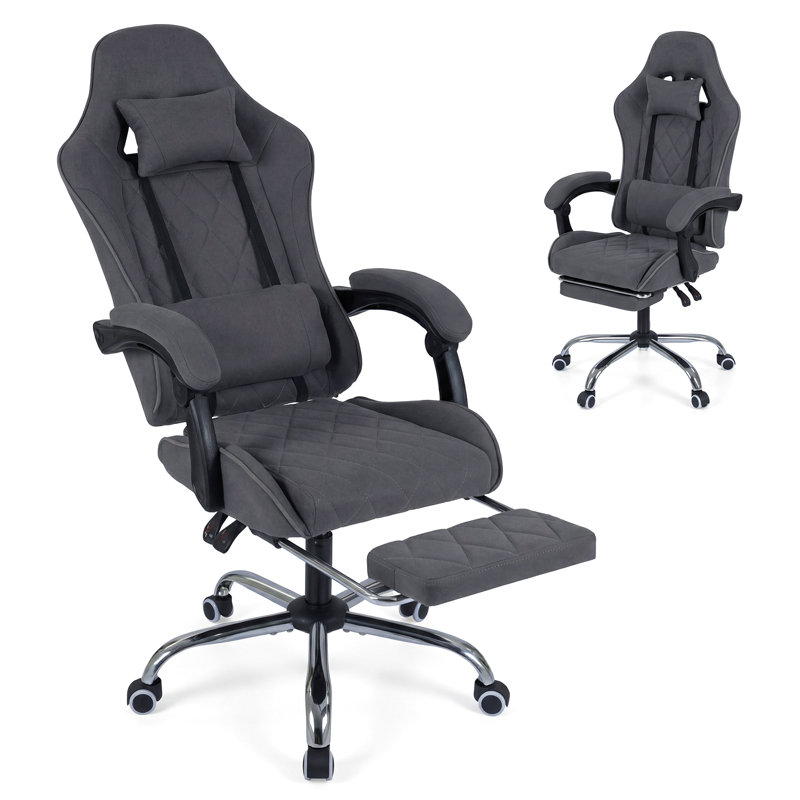 Gaming Chair with Headrest, Lumbar Support, Linkage Armrests, Reclining Backrest