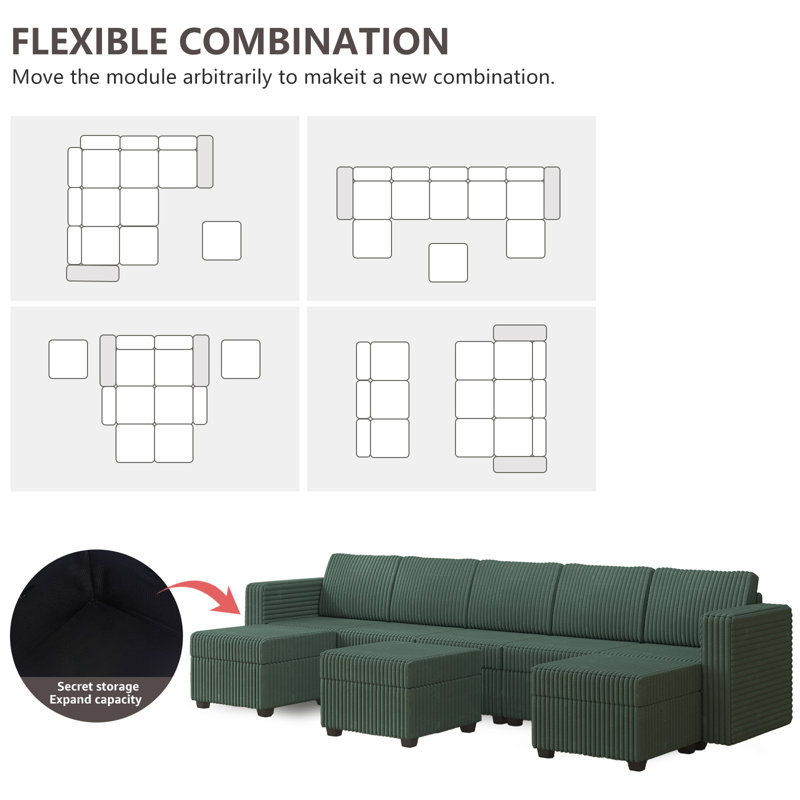 Canapé modulaire 8 pièces Janiera, Vert