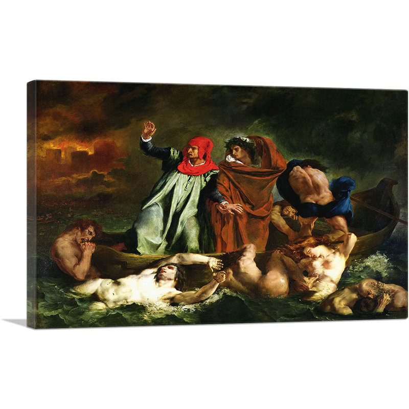 La barque de Dante - reproduction, H 26 po x l 40 po x 1,5 po