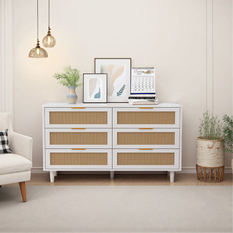 Drawers Rattan Storage Cabinet Rattan Drawer,For Bedroom,Living Room, 29.72" H x 15.75" W x 51.18" D