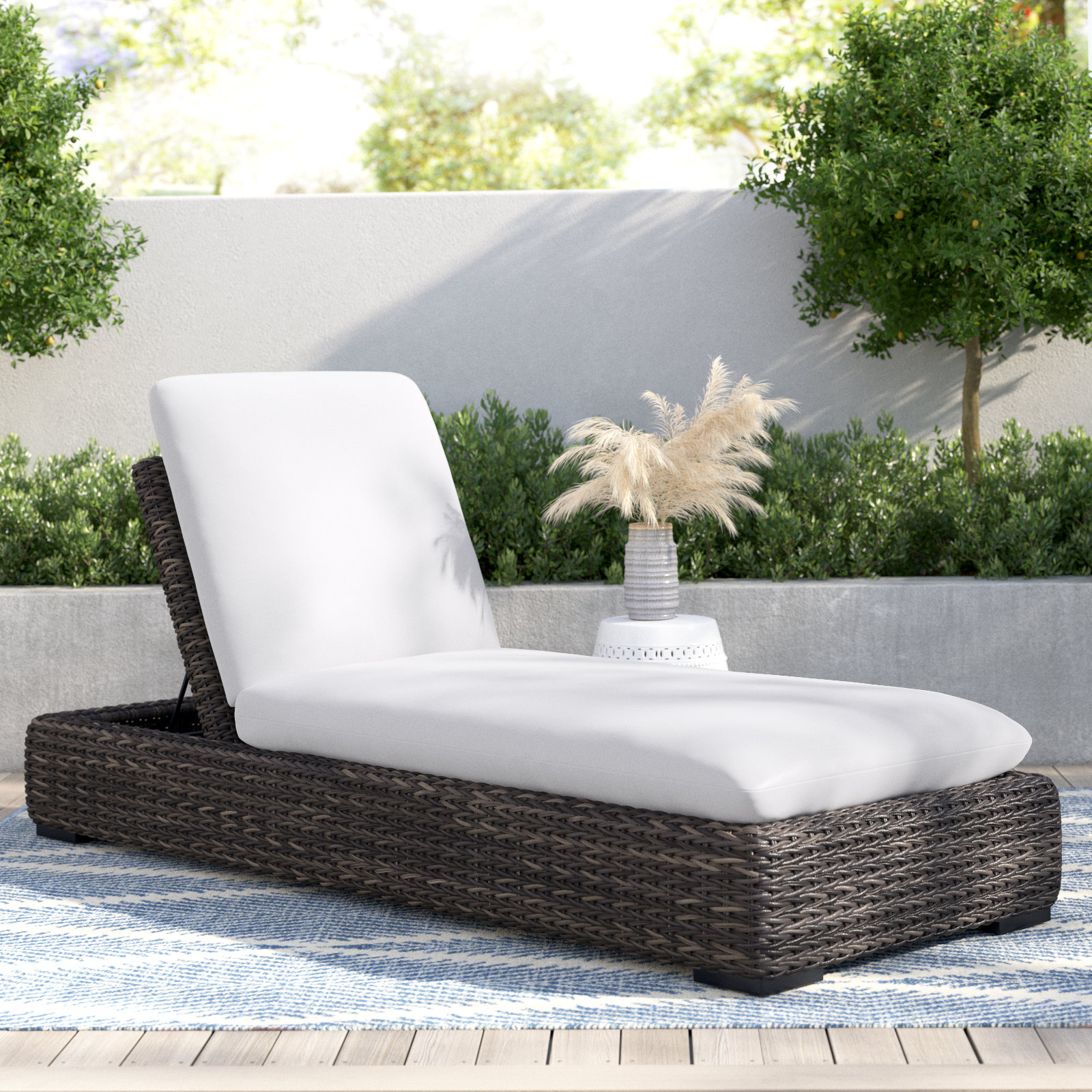 32'' Outdoor Wood Chaise Lounge
