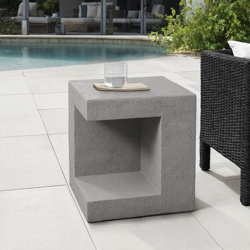 Accent Table, 25"H, Indoor Or Outdoor, Side Table, Nightstand, End, Square, Bedroom, Living Room, Grey