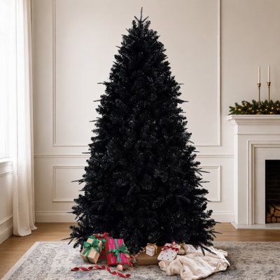 Arbre de Noël noir 8 pi avec 600 lumières DEL blanches et 2486 pointes