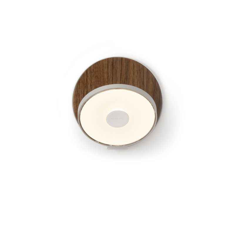 Gravy LED Flush Mounted Sconce, Oiled Walnut/Silver