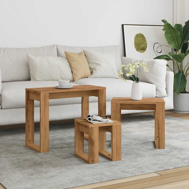 Ensemble de tables basses d'appoint vidaXL, Chêne artisanal, Chêne artisanal