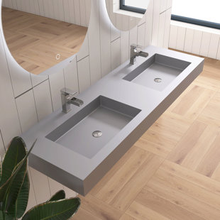 59'' Wall Mounted Bathroom Sink Solid Surface Sink