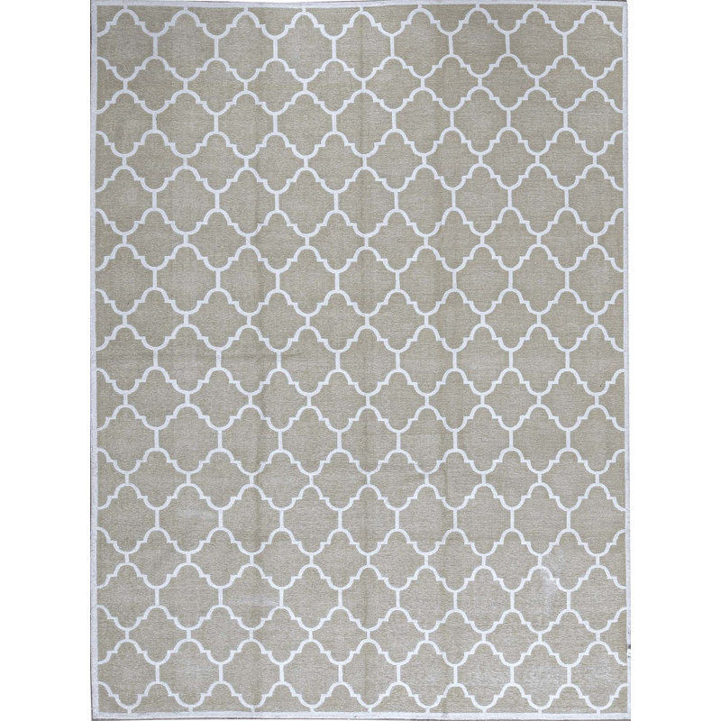 Cotton Geometric Area Rug in Gray