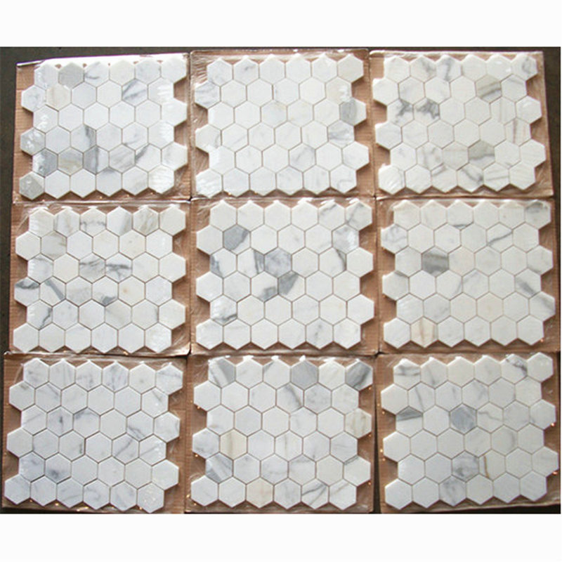 Calacatta 12" x 10" Marble Mosaic Tile, LIght Gray