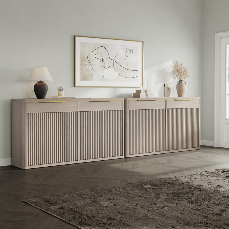Cesiro 66.34'' Sideboard With 4 Doors And 2 Drawers, Light Oak
